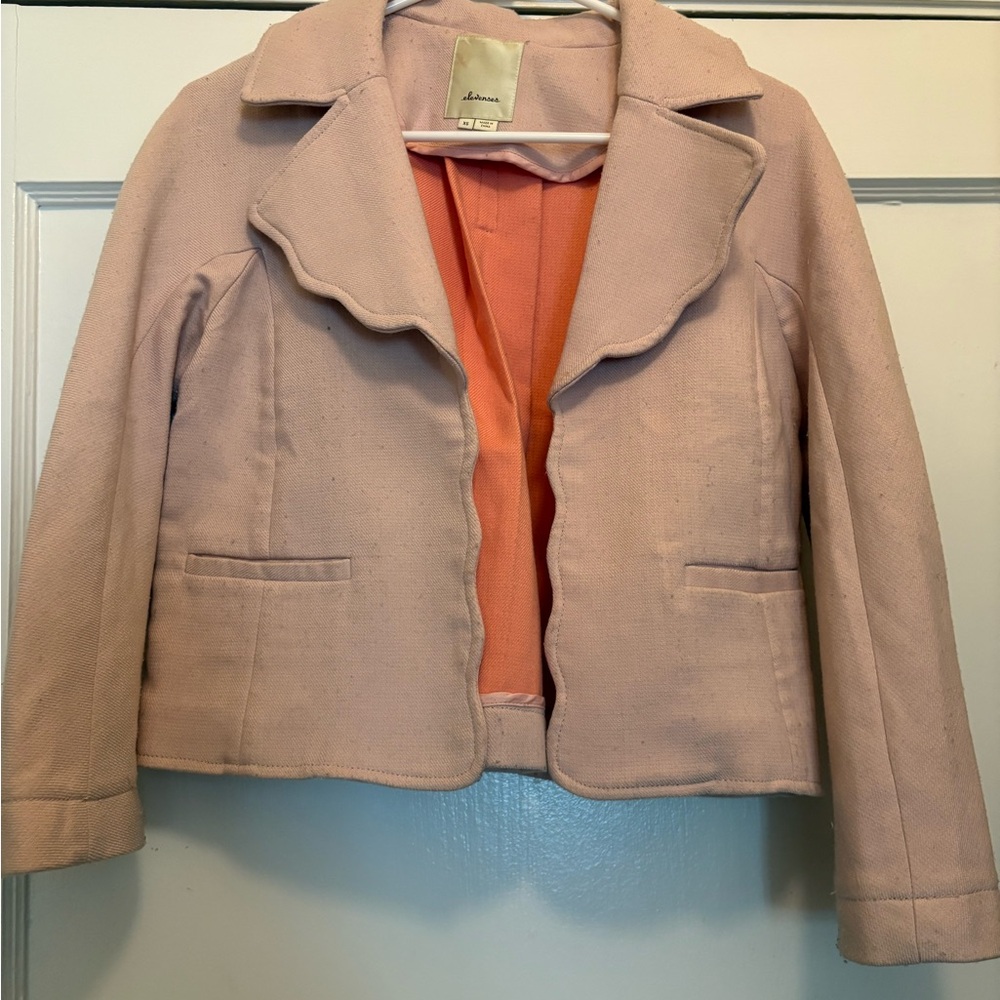 Anthropologie Pink Blazer with Orange Lining